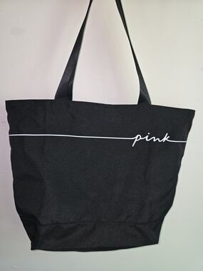 PINK Victoria's Secret Black Tote with White Script